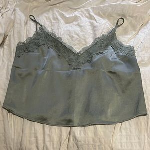 Abercrombie green lacy satin sleep tank